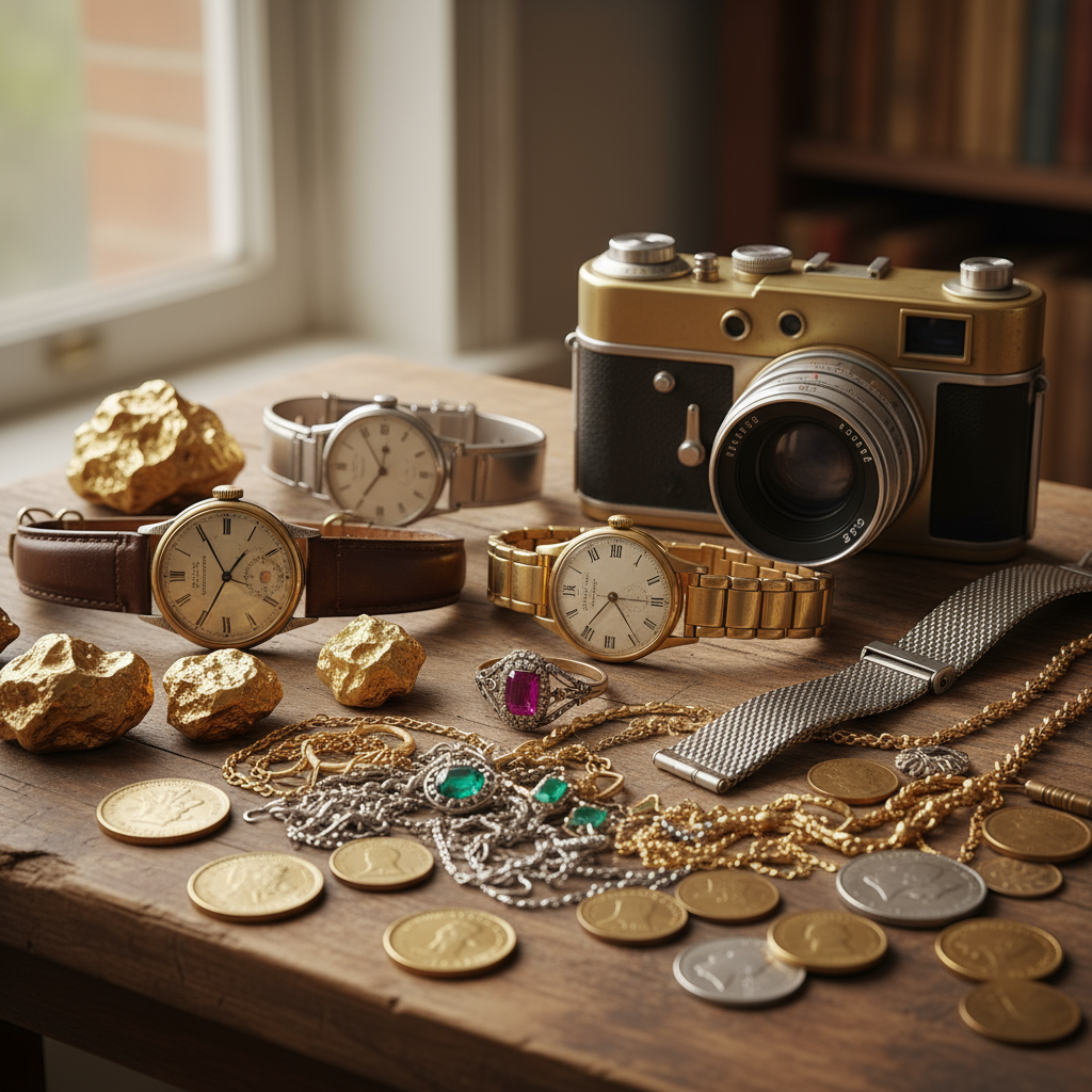 Collezione di oggetti di valore trovati con il metal detector