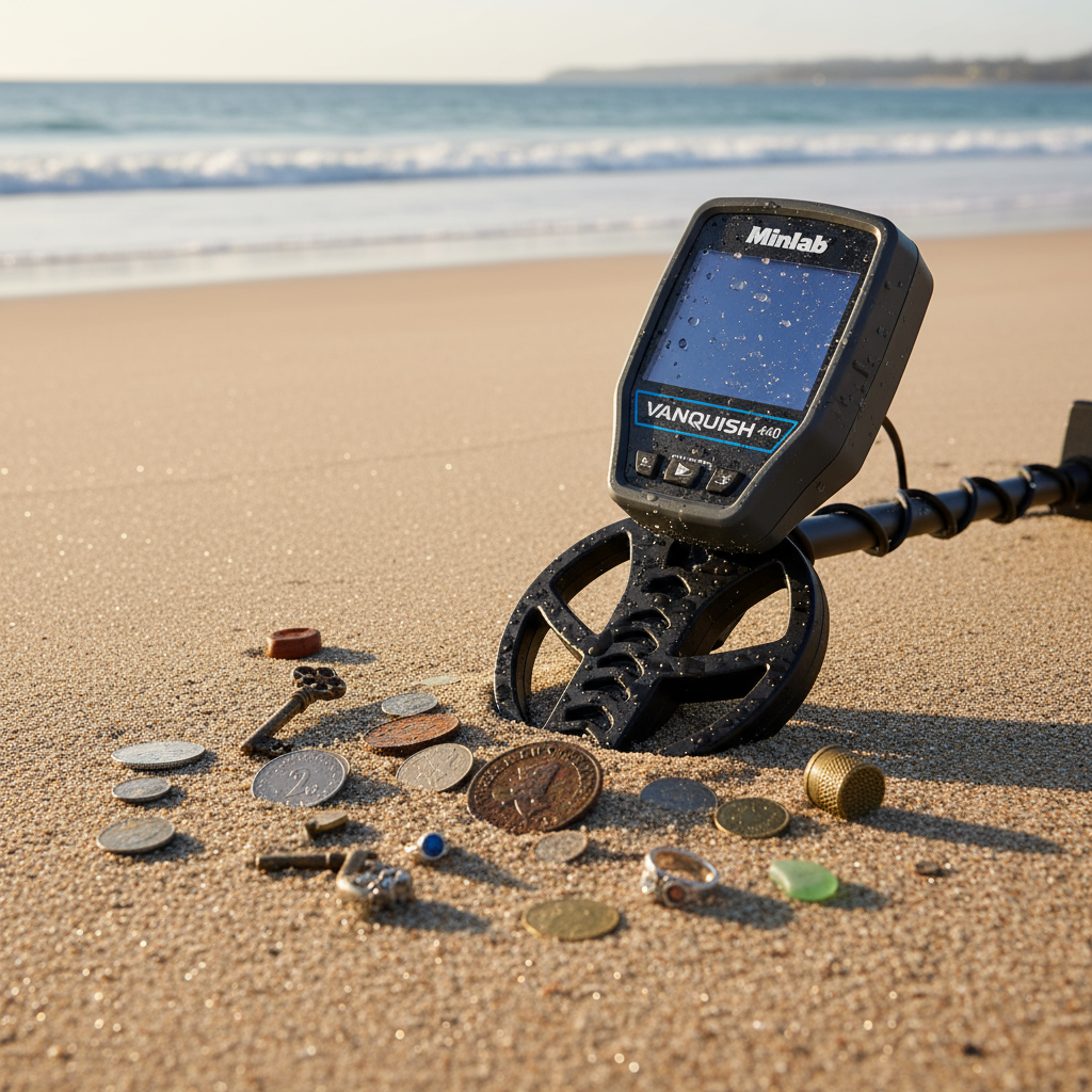Metal detector Minelab Vanquish 440 con tesori trovati